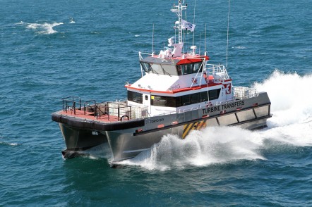 Austal Wind Express 21 - Foryd Bay, one 21m catamaran wind farm support vessel for Turbine Transfers Ltd of Europe